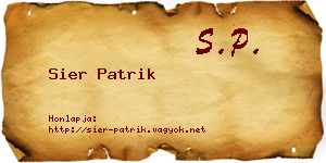 Sier Patrik névjegykártya